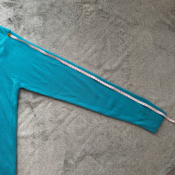 LACOSTE V-Neck Cotton Knit Sweater Blue Teal Size 8 (3XL) - Picture 11 of 15